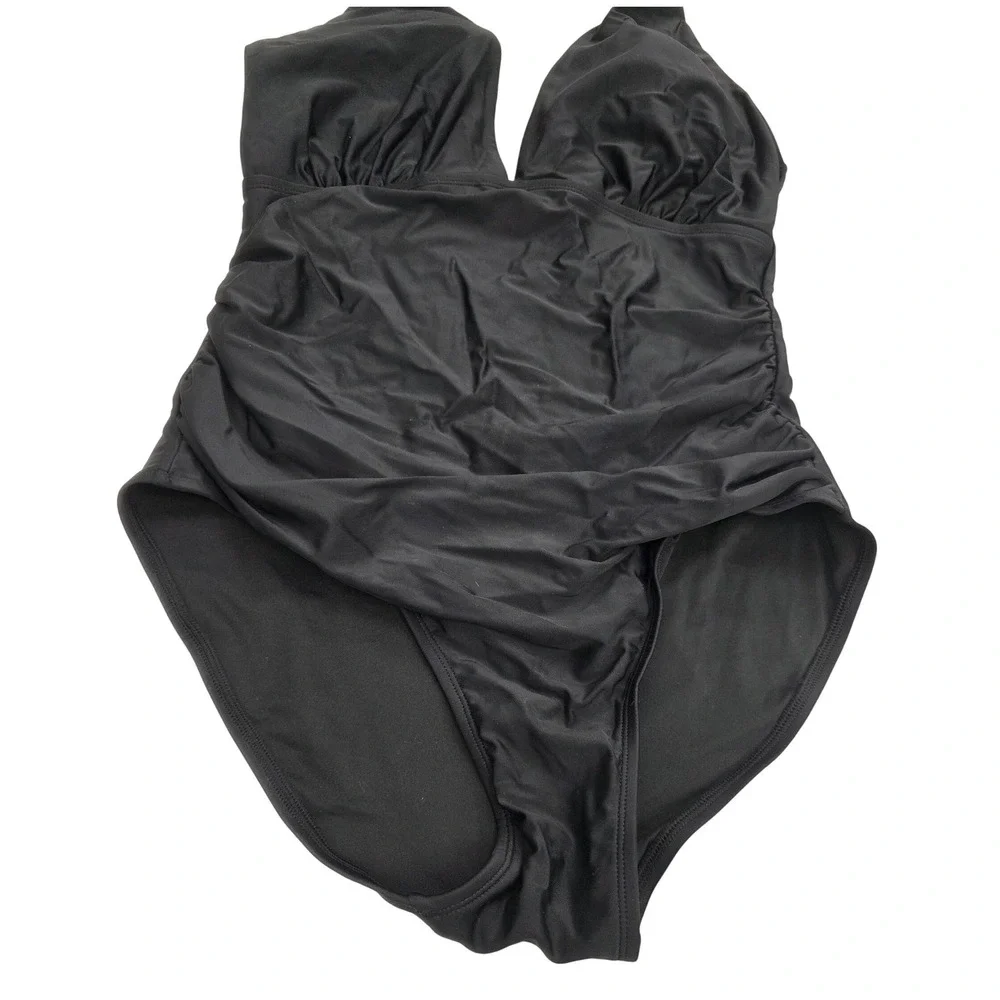 DKNY Womens Black Halter One Piece Swimsuit Tummy Control XXL DI2SS001 - Picture 3 of 11